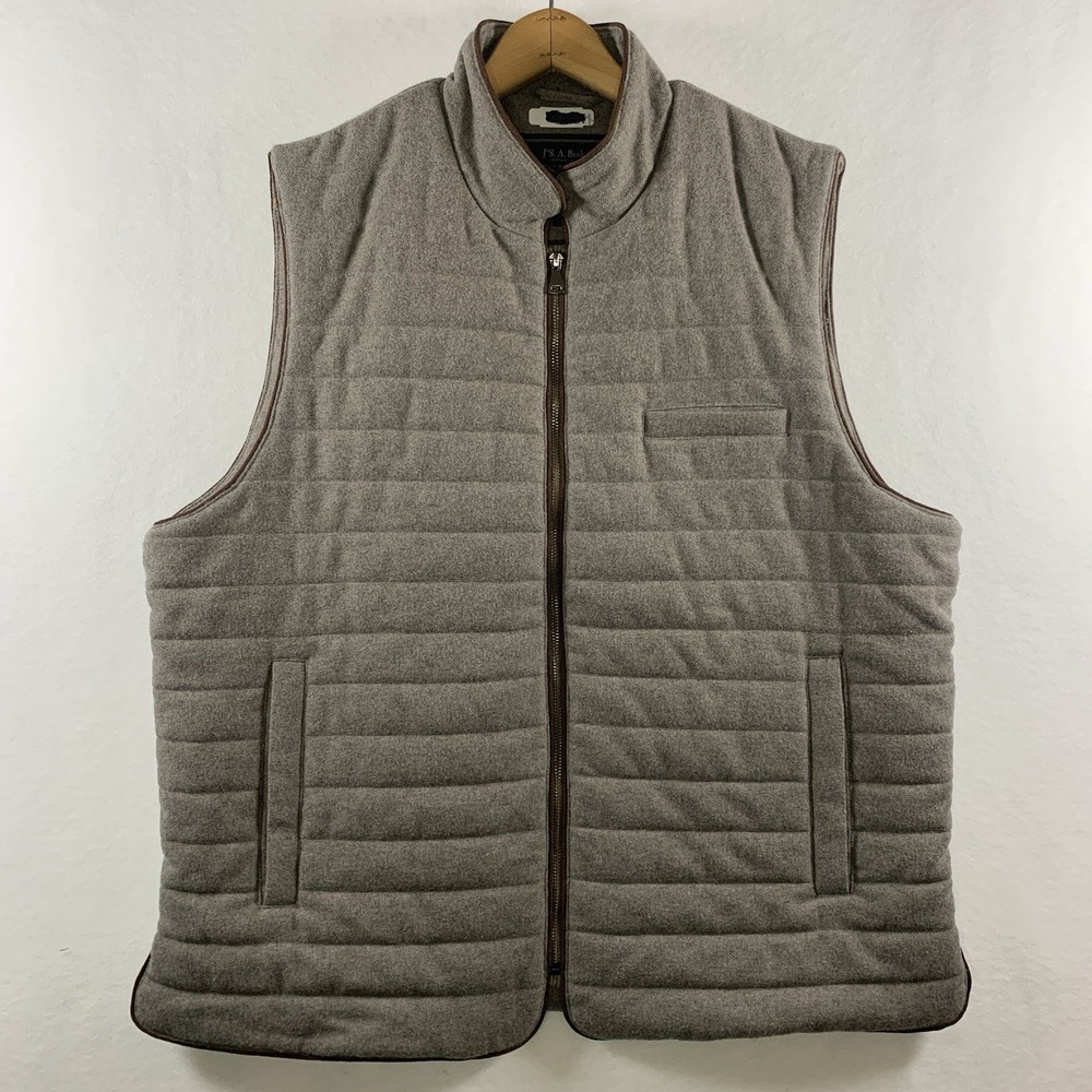 Jos A Bank Reserve Mens Wool Blend Quilted Zip Vest XL Heritage Equestrian Layer